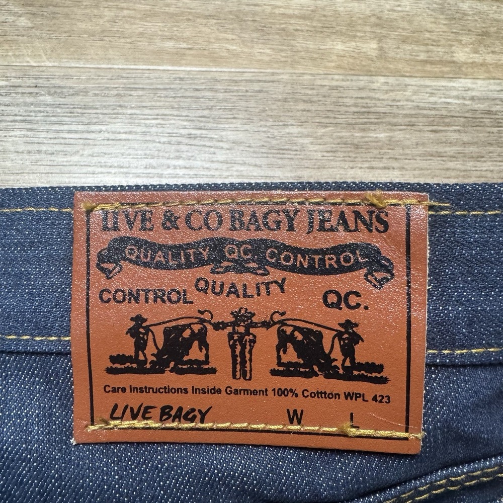 Selvedge Jeans Mens 32x29 Indigo Blue Selvedge Raw Denim Button Fly Dark Wash - Picture 7 of 13
